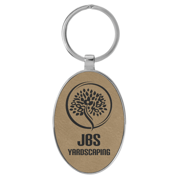 Metal Frame Oval Leatherette Keychains - Image 10