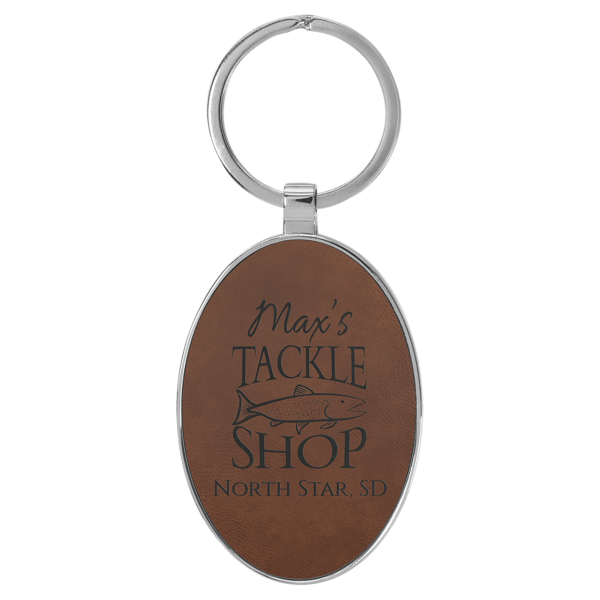 Metal Frame Oval Leatherette Keychains - Image 9