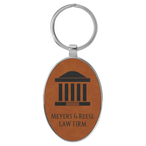 Metal Frame Oval Leatherette Keychains - Image 7