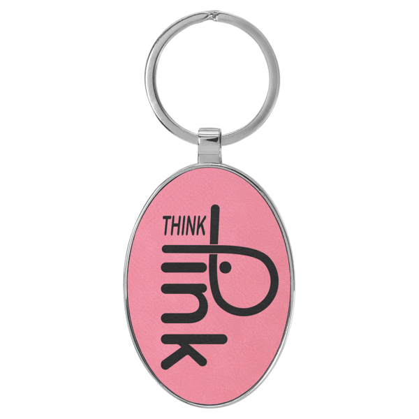 Metal Frame Oval Leatherette Keychains - Image 5