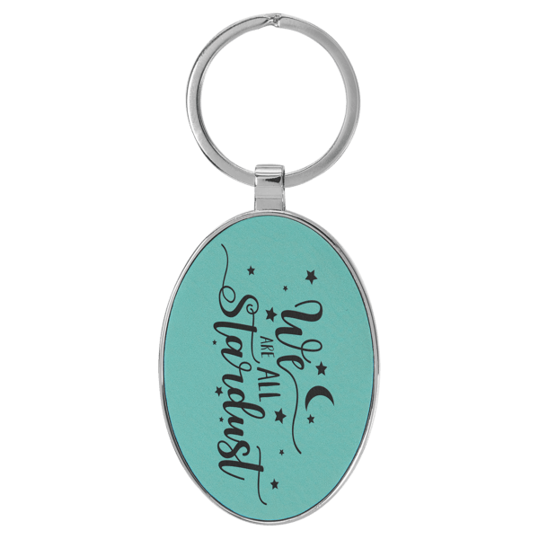 Metal Frame Oval Leatherette Keychains - Image 2