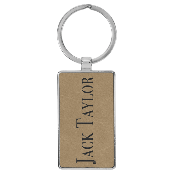 Metal Frame Rectangle Leatherette Keychains - Image 8