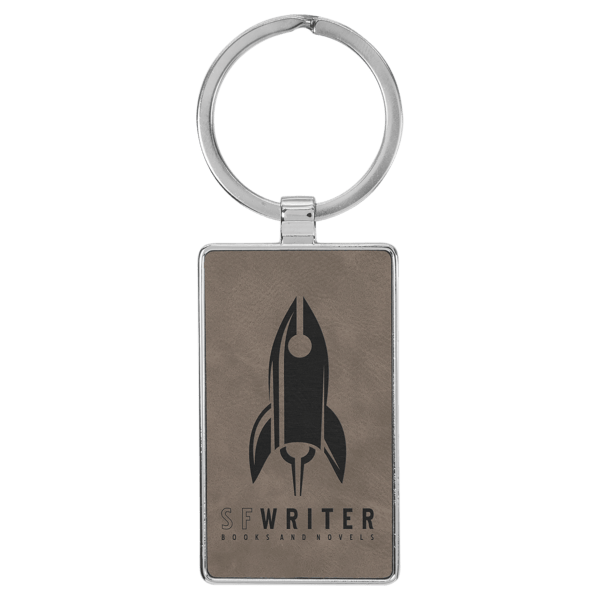 Metal Frame Rectangle Leatherette Keychains - Image 4