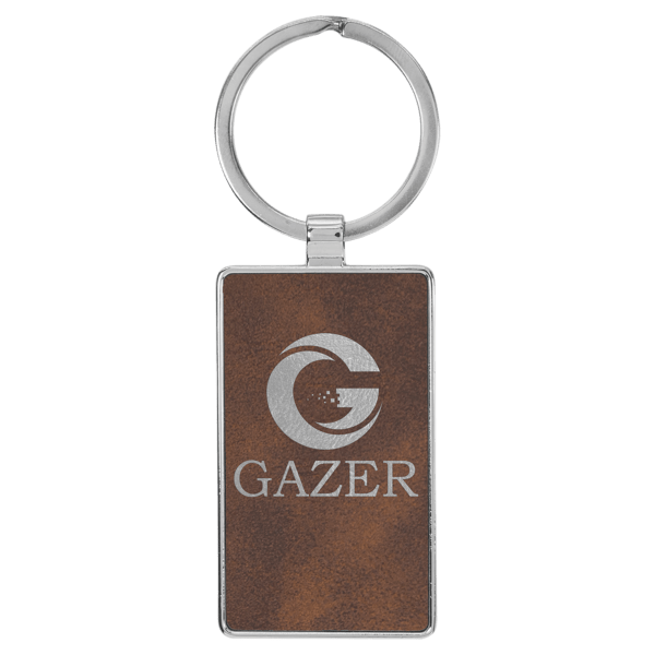 Metal Frame Rectangle Leatherette Keychains - Image 9