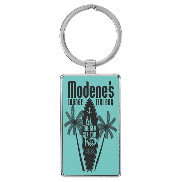 Metal Frame Rectangle Leatherette Keychains - Image 10