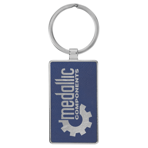 Metal Frame Rectangle Leatherette Keychains - Image 11