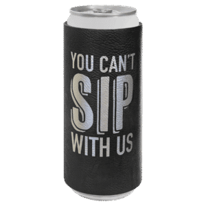 Black/Silver Laserable Leatherette Slim Beverage Holder