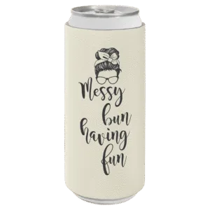 White Laserable Leatherette Slim Beverage Holder