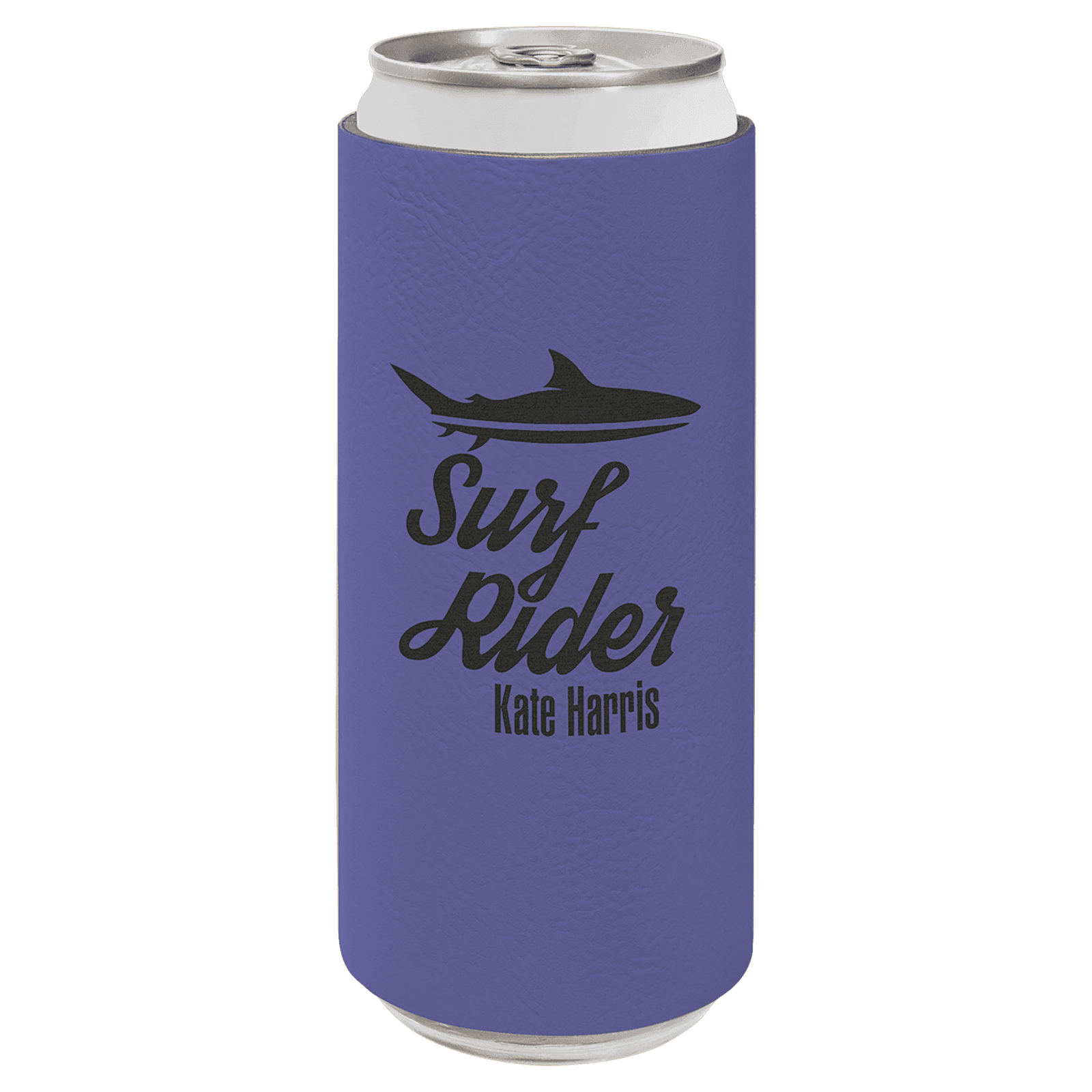 Purple Laserable Leatherette Slim Beverage Holder