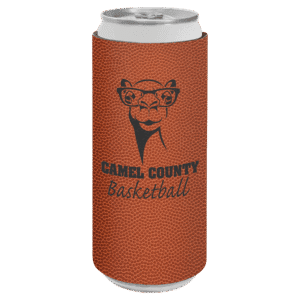 Basketball Laserable Leatherette Slim Beverage Holder