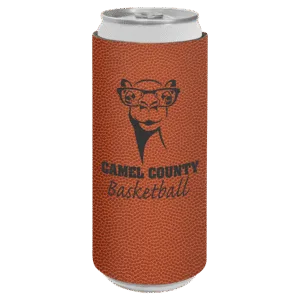 Basketball Laserable Leatherette Slim Beverage Holder