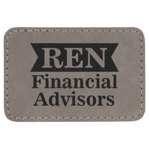 3" x 2" Rectangle Gray Laserable Leatherette Patch with Adhesive