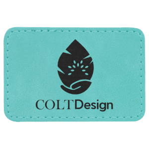 3" x 2" Rectangle Teal Laserable Leatherette Patch with Adhesive