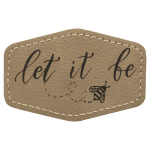 3" x 2" Hex Light Brown Laserable Leatherette Patch with Adhesive