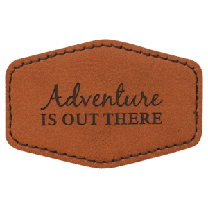 3" x 2" Hex Rawhide Laserable Leatherette Patch with Adhesive