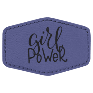 3" x 2" Hex Purple Laserable Leatherette Patch with Adhesive