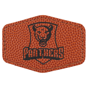 3" x 2" Hex Basketball Laserable Leatherette Patch with Adhesive