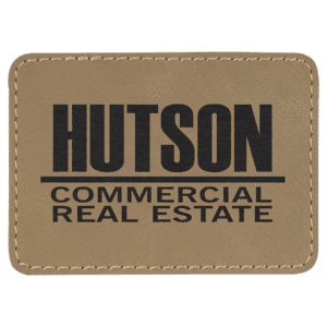 3 1/2" x 2 1/2" Rectangle Light Brown Laserable Leatherette Patch with Adhesive