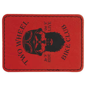 3 1/2" x 2 1/2" Rectangle Red Laserable Leatherette Patch with Adhesive