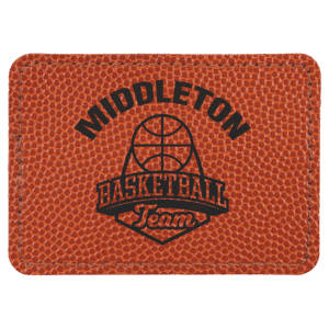 3 1/2" x 2 1/2" Rectangle Basketball Laserable Leatherette Patch with Adhesive
