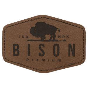 3 1/2" x 2 1/2" Hex Dark Brown Laserable Leatherette Patch with Adhesive