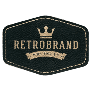 3 1/2" x 2 1/2" Hex Black/Gold Laserable Leatherette Patch with Adhesive