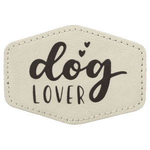 3 1/2" x 2 1/2" Hex White Laserable Leatherette Patch with Adhesive