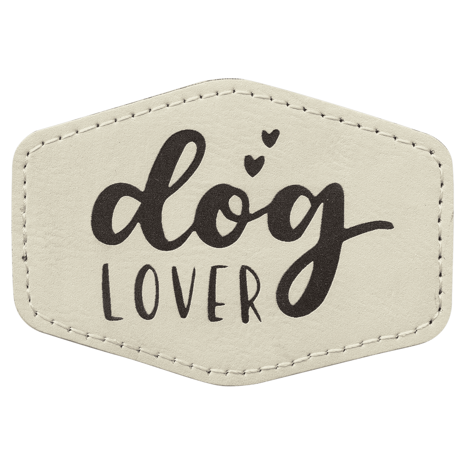 3 1/2" x 2 1/2" Hex White Laserable Leatherette Patch with Adhesive