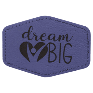 3 1/2" x 2 1/2" Hex Purple Laserable Leatherette Patch with Adhesive