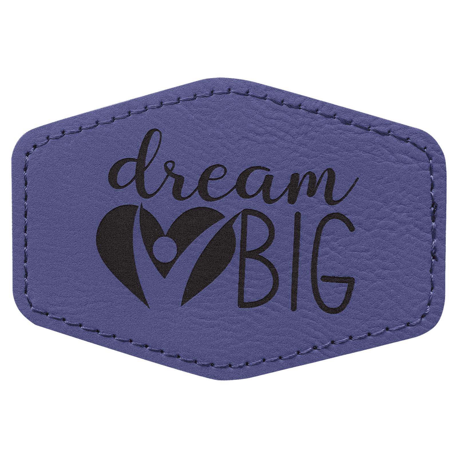 3 1/2" x 2 1/2" Hex Purple Laserable Leatherette Patch with Adhesive