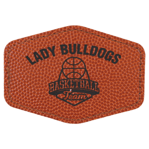 3 1/2" x 2 1/2" Hex Basketball Laserable Leatherette Patch with Adhesive