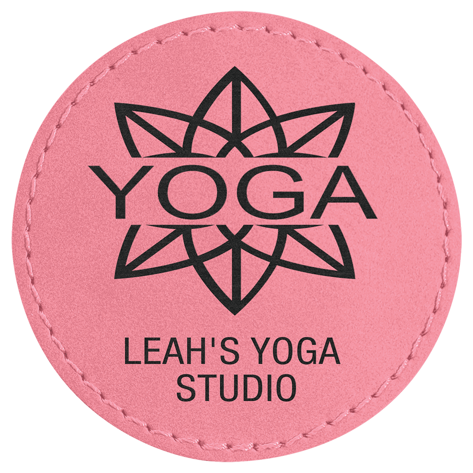 2 1/2" Round Pink Laserable Leatherette Patch with Adhesive