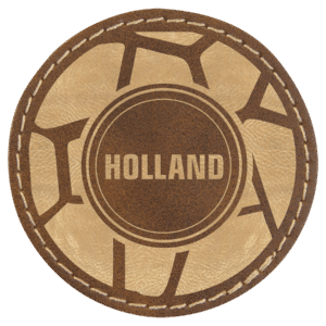 2 1/2" Round Rustic/Gold Laserable Leatherette Patch with Adhesive