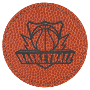 2 1/2" Round Basketball Laserable Leatherette Patch with Adhesive