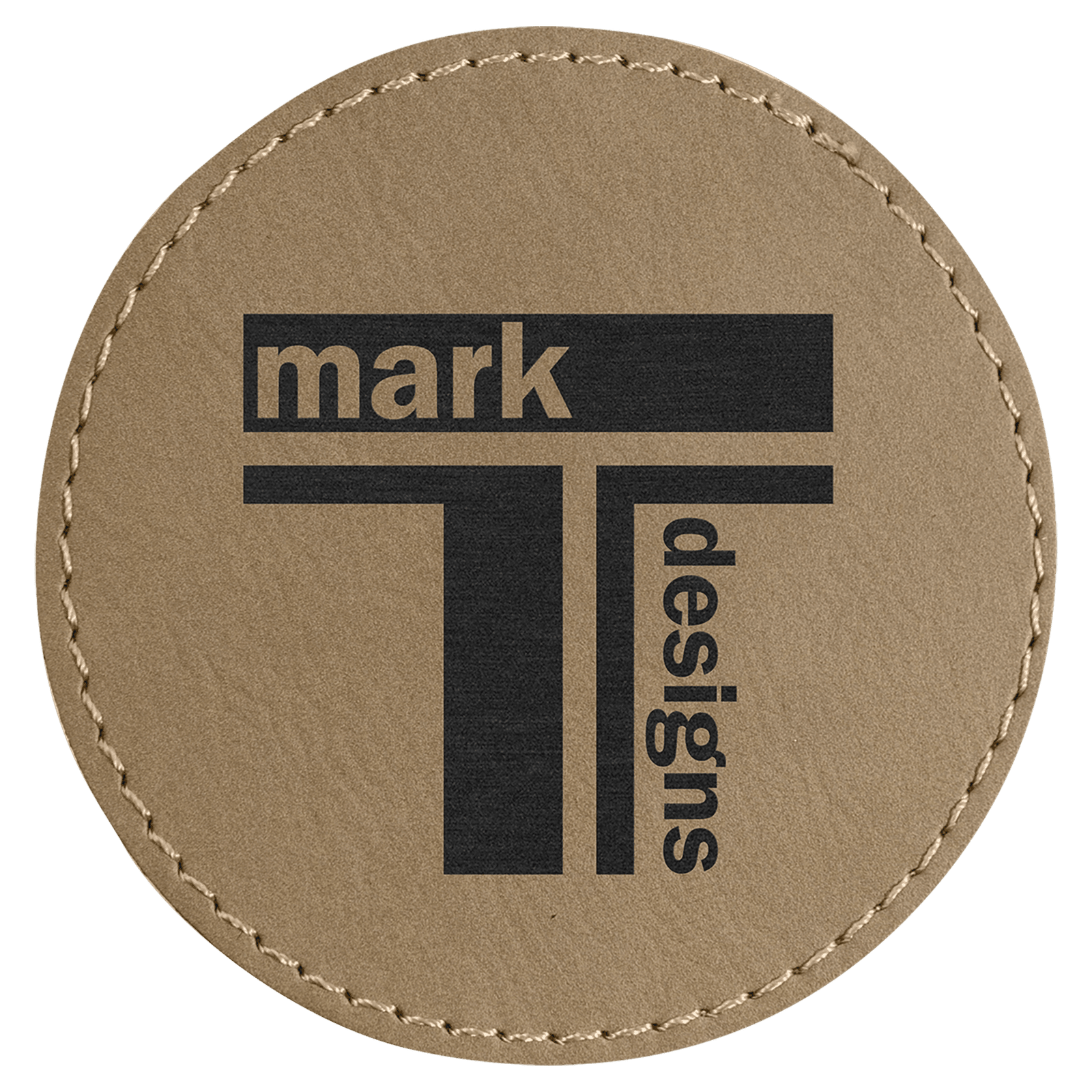 3" Round Light Brown Laserable Leatherette Patch with Adhesive