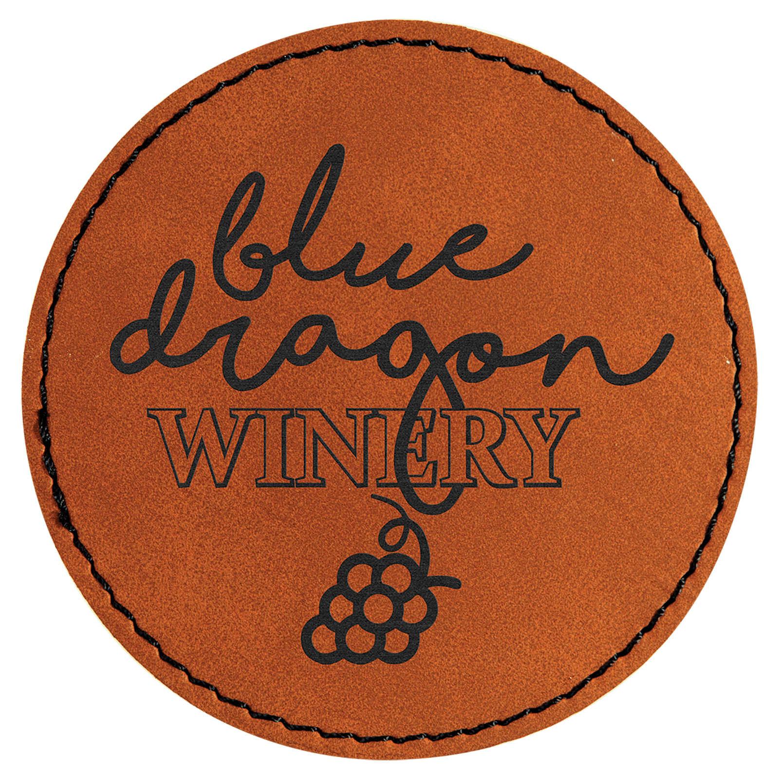 3" Round Rawhide Laserable Leatherette Patch with Adhesive