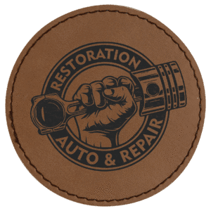 3" Round Dark Brown Laserable Leatherette Patch with Adhesive