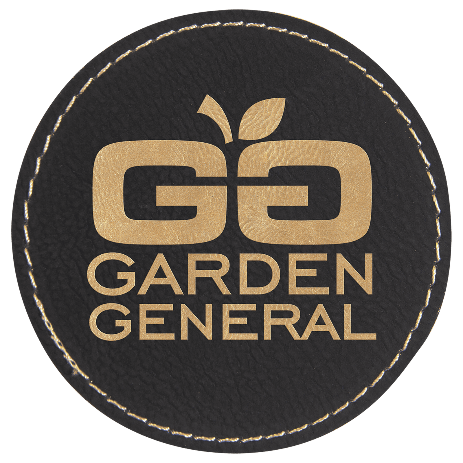 3" Round Black/Gold Laserable Leatherette Patch with Adhesive