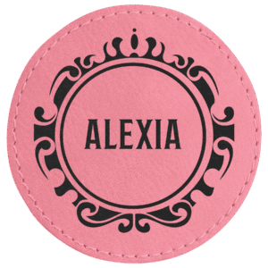 3" Round Pink Laserable Leatherette Patch with Adhesive