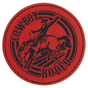 3" Round Red Laserable Leatherette Patch with Adhesive