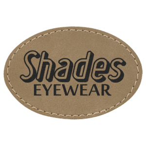 3" x 2" Oval Light Brown Laserable Leatherette Patch with Adhesive
