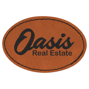 3" x 2" Oval Rawhide Laserable Leatherette Patch with Adhesive