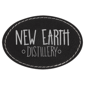 3" x 2" Oval Black/Silver Laserable Leatherette Patch with Adhesive