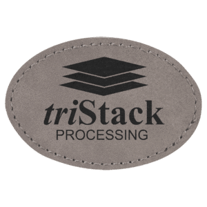 3" x 2" Oval Gray Laserable Leatherette Patch with Adhesive