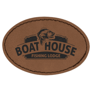 3" x 2" Oval Dark Brown Laserable Leatherette Patch with Adhesive