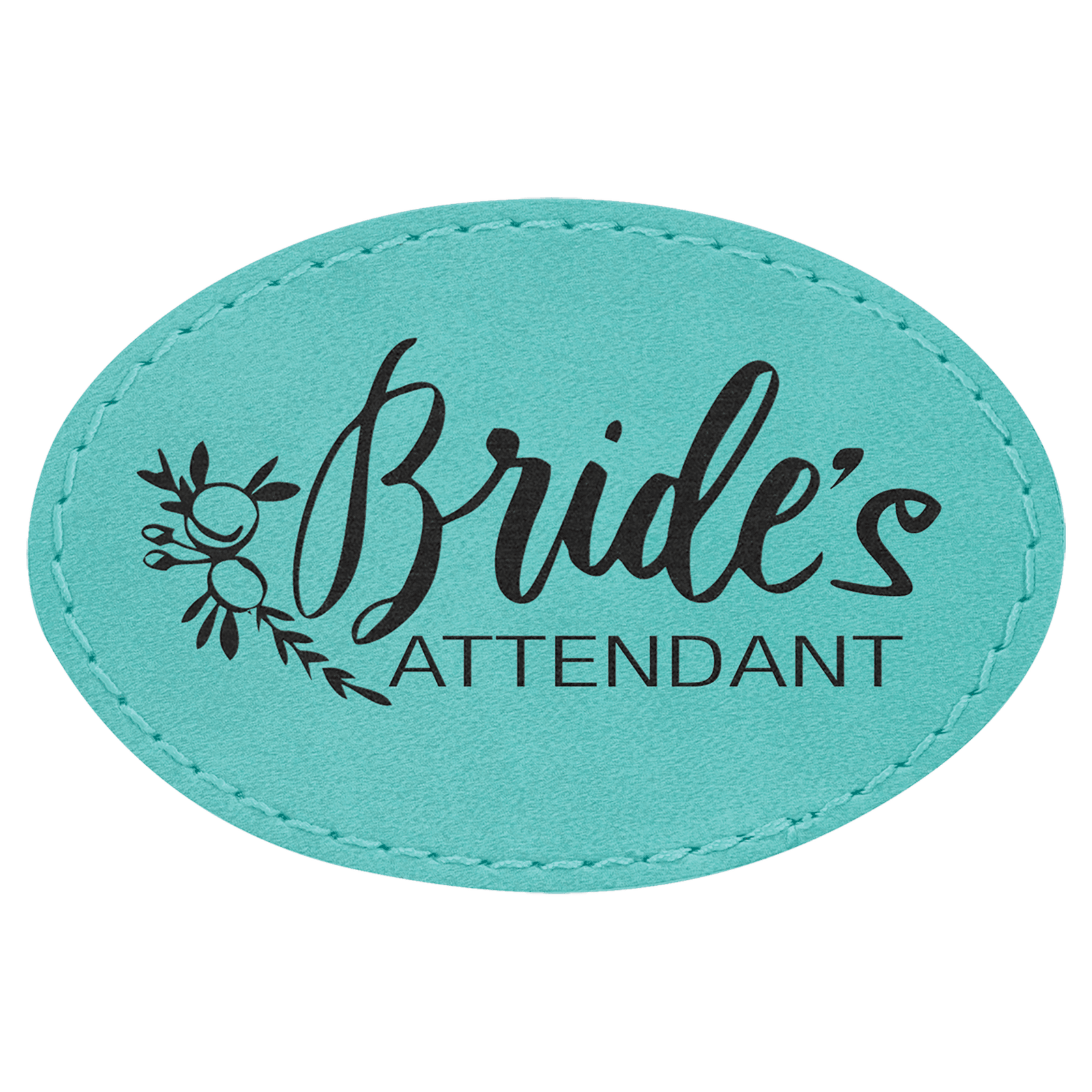 3" x 2" Oval Teal Laserable Leatherette Patch with Adhesive