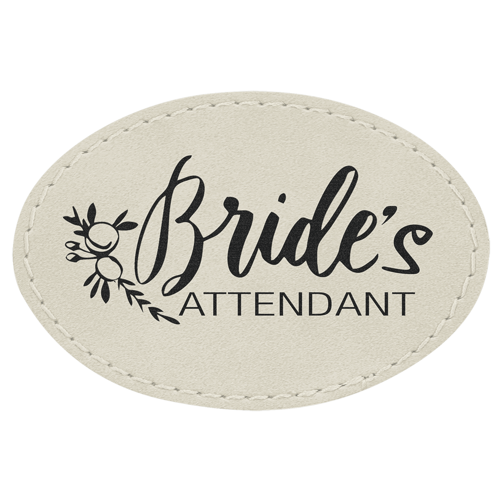 3" x 2" Oval White Laserable Leatherette Patch with Adhesive