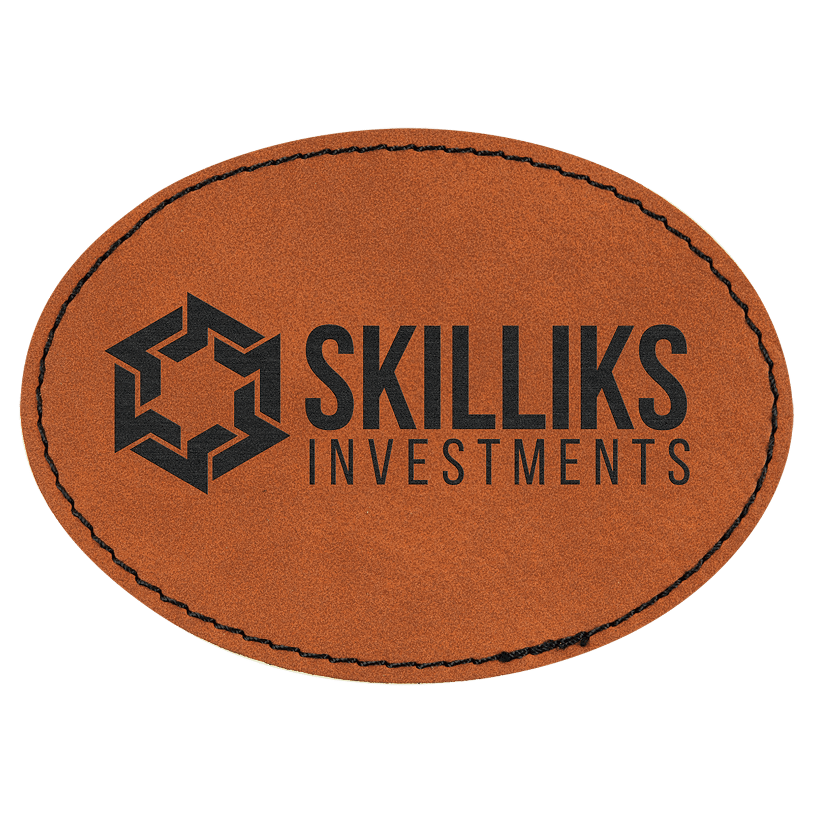 3 1/2" x 2 1/2" Rawhide Laserable Leatherette Oval Patch with Adhesive