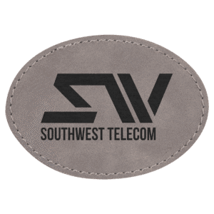 3 1/2" x 2 1/2" Gray Laserable Leatherette Oval Patch with Adhesive