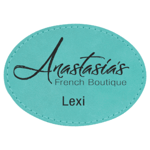 3 1/2" x 2 1/2" Teal Laserable Leatherette Oval Patch with Adhesive